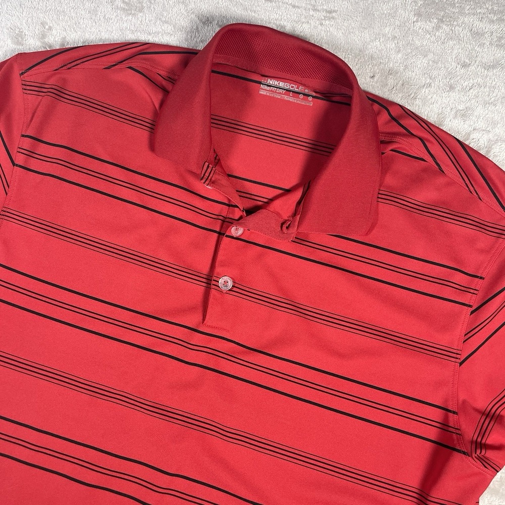 Nike Golf Fit Dry Tech Mens L Sunday Red Striped Polo The Winning Edge